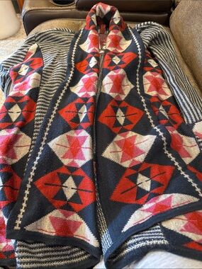 Desigual Navy, Red & Pink Geometric Open-Front Cardigan